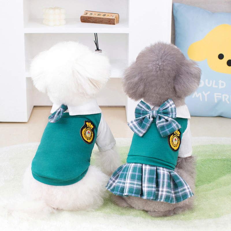 Dog clothes spring and summer new teddy bear casual fashion pet clothes 23 college style couple suit