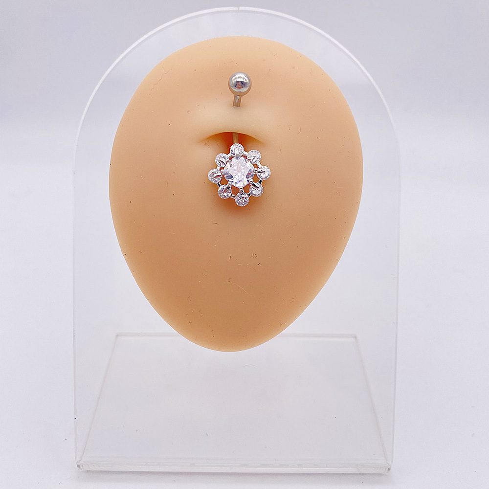 Butterfly And Heart Zircon Belly Button Ring Navel Piercing_voghion.com