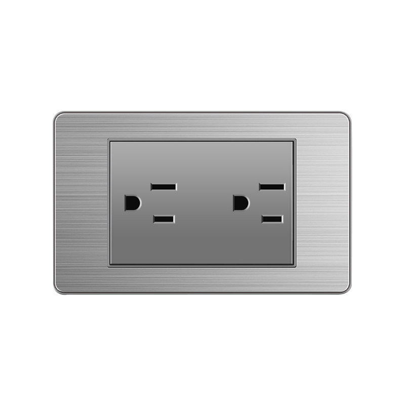 110v estándar 15a Taiwán enchufe USB con tipo-c panel de interruptor de lámpara de pared de acero inoxidable enchufe tailandés gris