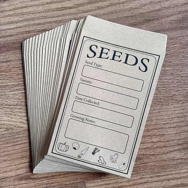 供应牛皮纸种子信封袋 Seeds纸质信封空白信封带口水胶 双面胶