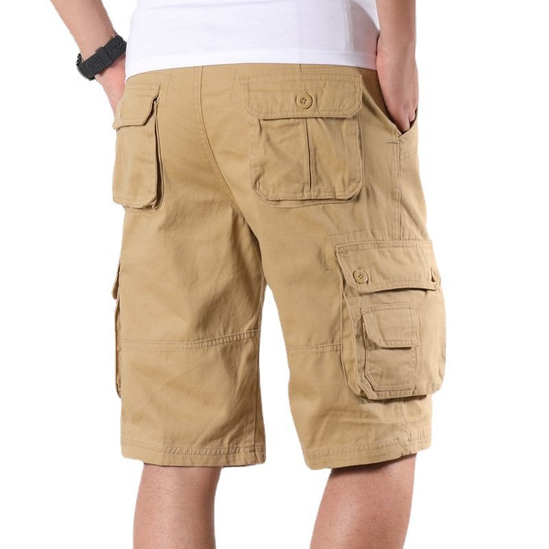 Moda nuevo verano más el tamaño de los hombres ropa de trabajo de gran bolsillo playa casual pantalones cortos de algodón listo para usar lavado moda