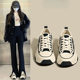 Canvas shoes thick bottom muffin 2024 spring new board shoes women's shoes spring and autumn height increasing dissolved leisure sports white shoes