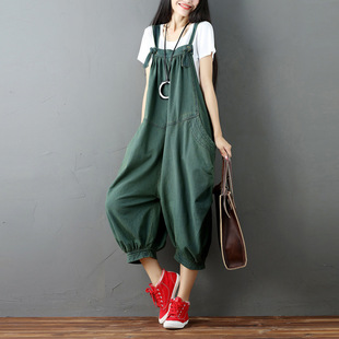 2025 Knitted Denim Easiest for Match Large Size Overalls Women's Korean Style Fashionable Crotch Casual Pants Trendy Langji