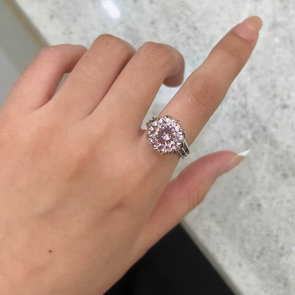 Ring, nail sequins with zircon, silver 925 sample