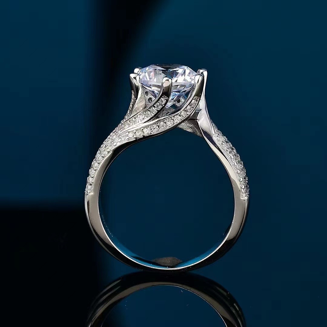 Anillo de joyería de Plata nuevo anillo de diamantes con incrustaciones de lujo D anillo de diamantes de color joyería de plata vacía S925 Plata