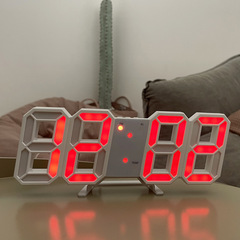 Cross-border hot selling 3D digital alarm clock clock creative intelligent photosensitive LED wall clock Korean version student electronic alarm clock