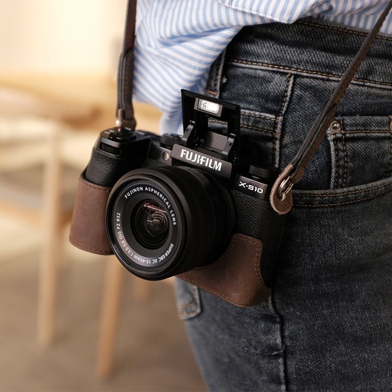 FUJI XT5 XT30 XS20 XS10 카메라 보호 케이스 가죽 레트로 COWHIDE 카메라 케이스 크로스 바디 숄더 스트랩 남성용