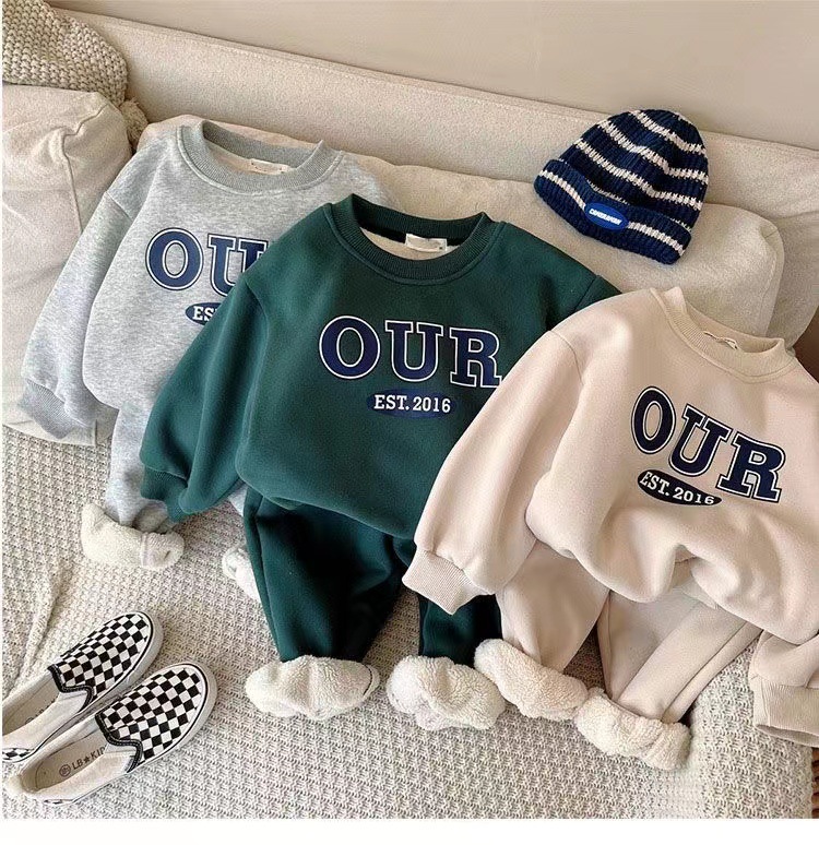 Boys girls' plush thickened set 2023 Autumn Winter new small and medium-sized children's foreign_voghion.com