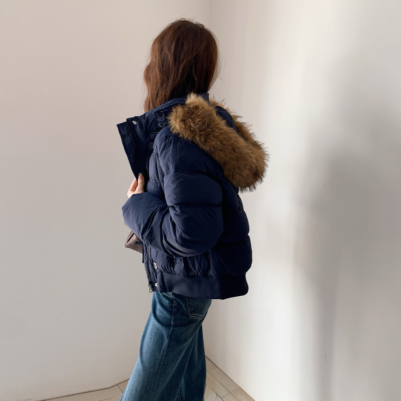 2025 ropa de algodón de pluma de invierno para mujeres corto gran cuello con capuchón de algodón grueso chaqueta de algodón de estilo europeo y americano chaqueta de pan image 4