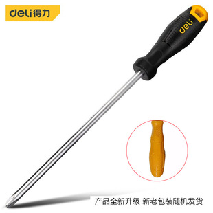 Deli screwdriver Phillips household screwdriver tool strong magnetic screwdriver plastic handle long rod plum blossom screwdriver DL623075