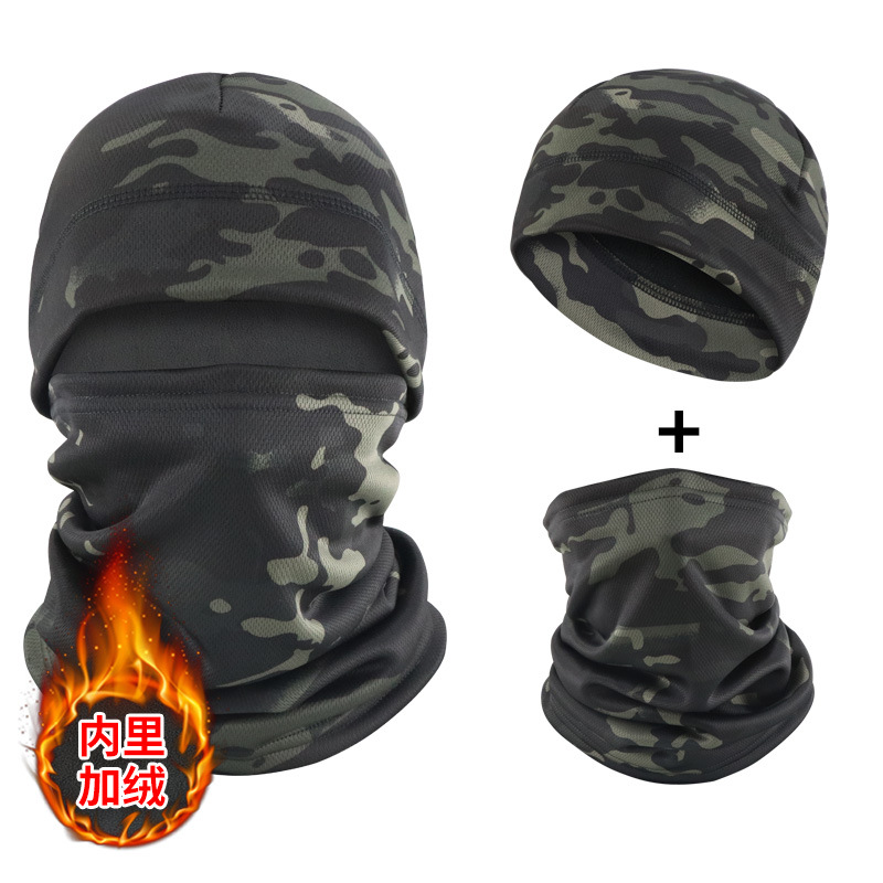 Invierno más chaqueta de terciopelo, sombrero frío, abrigo, cuello, sombrero de protector de orejas para ciclismo al aire libre, sombrero de cuello a prueba de viento, sombrero transfronterizo