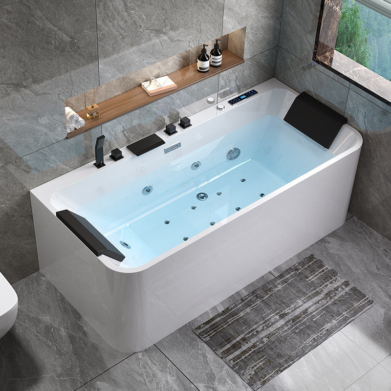 Thickened Acrylic Smart Thermostatic Heated Massage Bathtub, Freestanding Three-Person Side-By-Side Double Shower Integrated