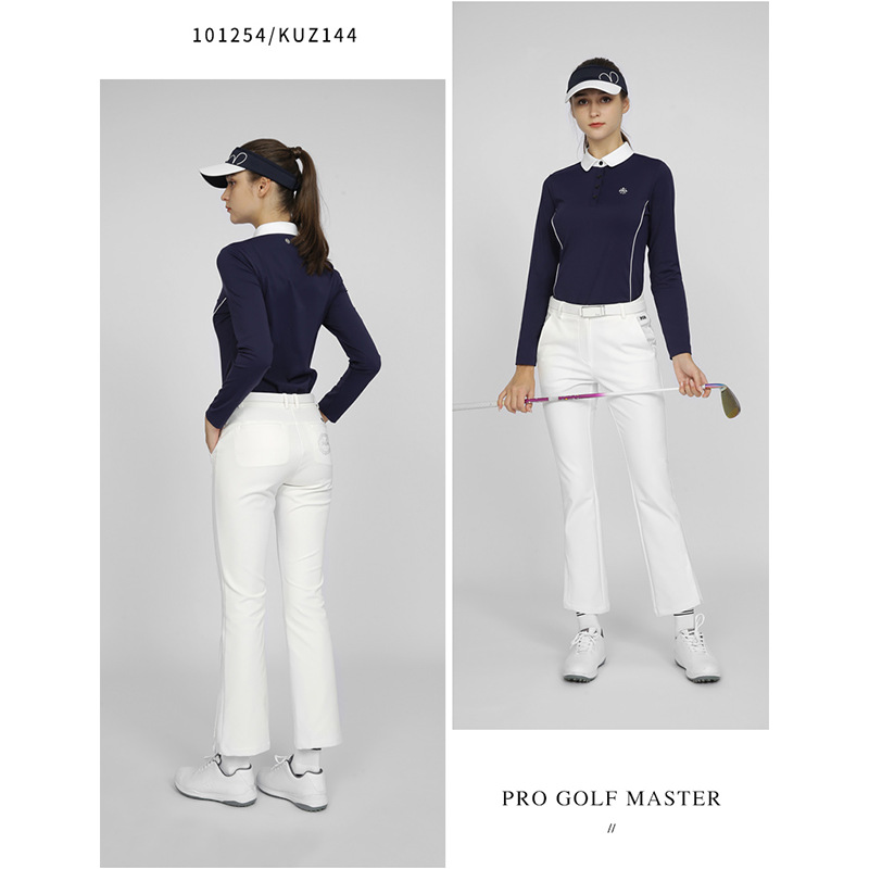 Quần tây nữ golf ống loe nhẹ thiết kế vila co giãn — KUZ144-màu trắng, KUZ144-Đen, KUZ144-màu xanh hải quân, KUZ144-màu đỏ