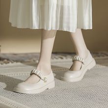 瑪麗珍鞋女2022年春季新款時尚百搭淺口平底女鞋一字帶厚底小皮鞋