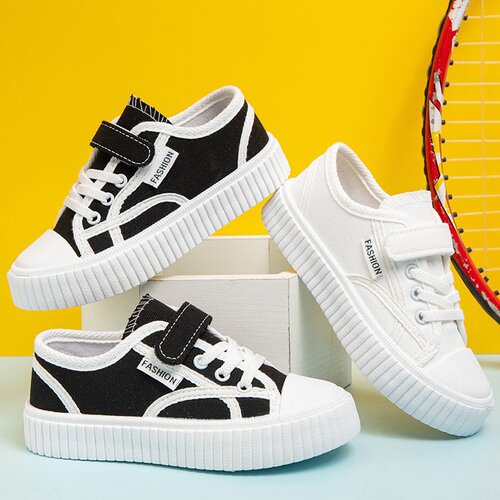 Children's Black Canvas Shoes 2024 Spring and Autumn New White Girls' Board Shoes Summer Breathable Student Boys' Small White Shoes