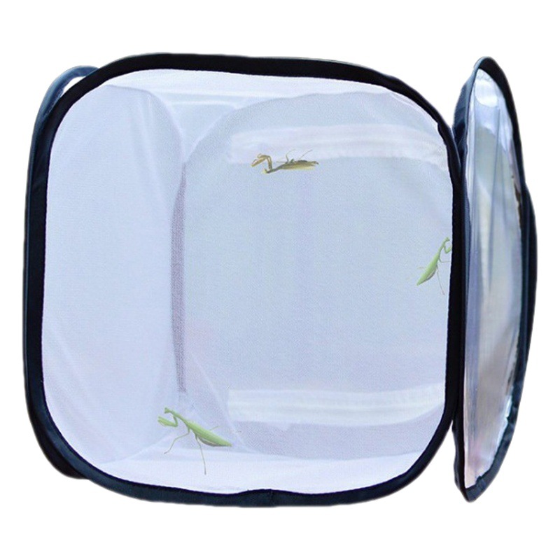 Jaula de mariposa directa de fábrica red de insectos jaula de mascotas plántulas de transmisión de luz caja de cría jaula de insectos plegable