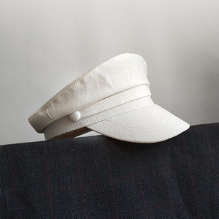White Navy Hat Small Head Women's Hat Casual Octagonal Hat British Flat Top Sailor Hat Newsboy Hat Spring and Summer Internet Red Hat