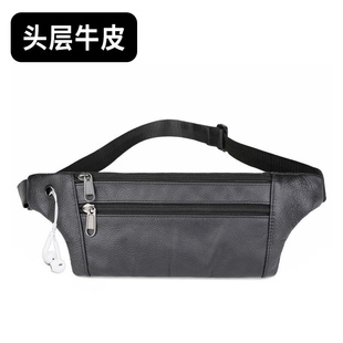Factory Direct Supply Waist Bag Top Layer Cowhide Chest Bag Genuine Leather Crossbody Bag Men's Casual Bag Mobile Phone Bag Storage Bag