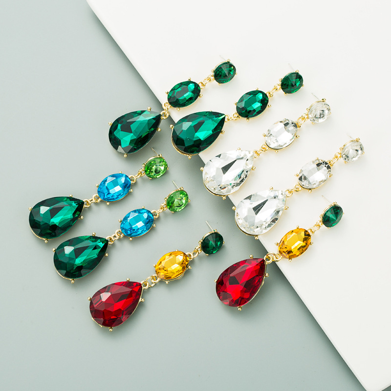 Fashion Drop Rhinestone Long Earrings display picture 2