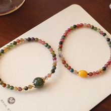 天然碧玺手链女蜜蜡和田玉轻奢小众精致百搭高级感叠戴手饰品