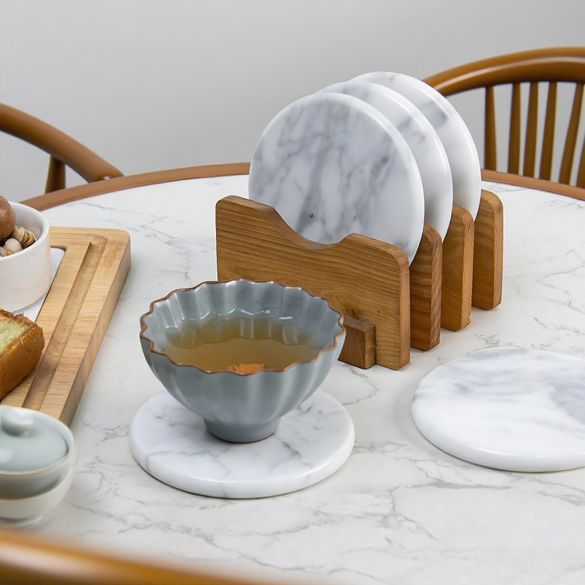 Inventario blanco brillante mármol natural taza de café taza de mesa almohadilla de cocina de oficina almohadilla aislante térmico