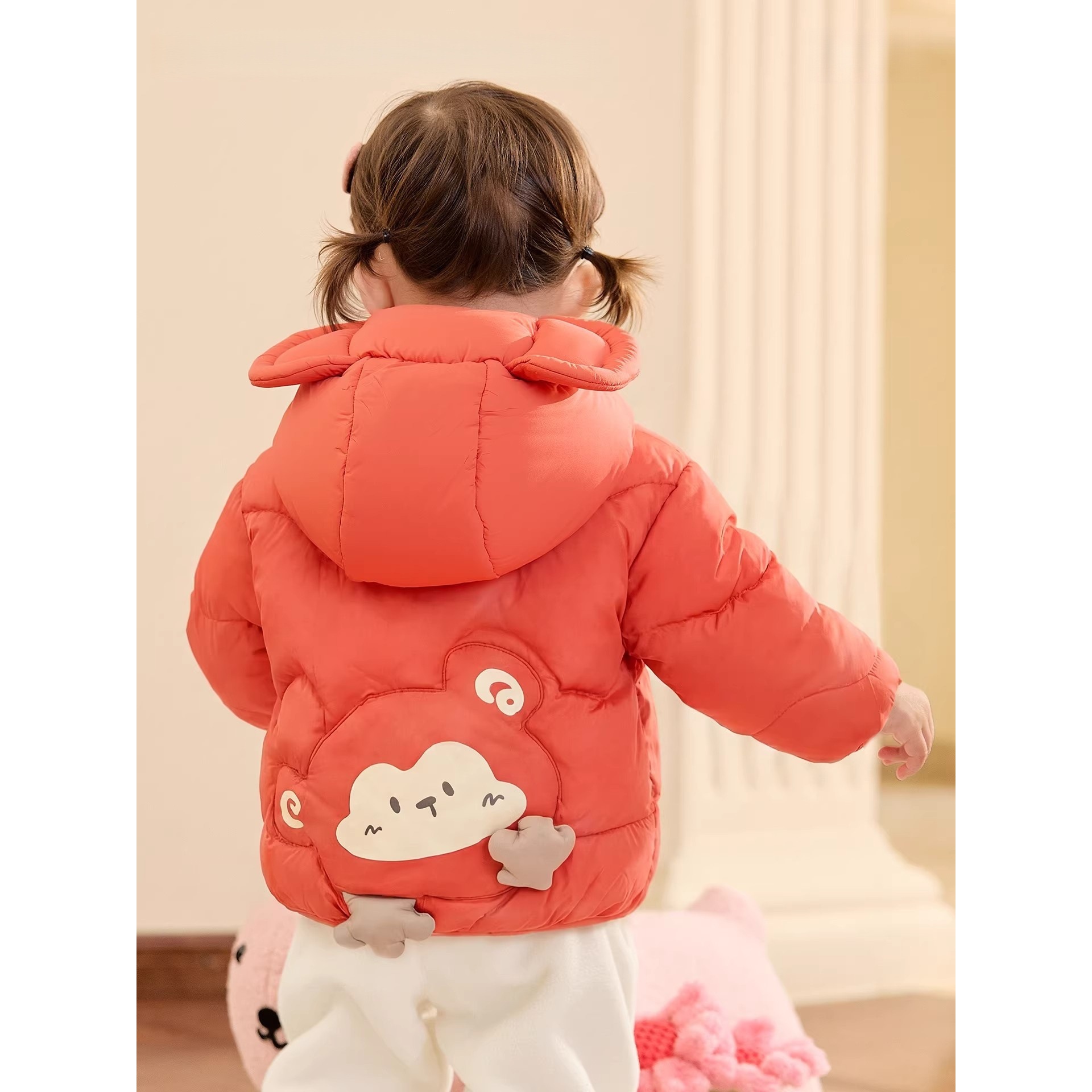 2026 New Backpack Baby Down Jacket Winter Outfit New Baby Red Children's Coat Boys and Girls New Year Outfit