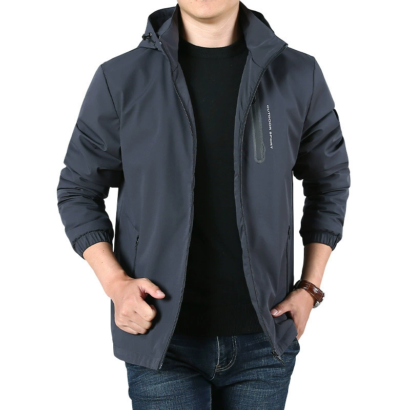 Осенне-зимняя новая куртка на флисовой подкладке, мужская повседневная уличная куртка с капюшоном и воротником-стойкой, эластичная быстросохнущая куртка, мужские прямые продажи 1295