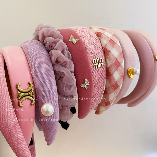Pink Palette Sweet Girly Heart Diamond-embellished Butterfly Hair Clip Simple Elegant Versatile High Crown Headband Fashion Hair Accessory for Women