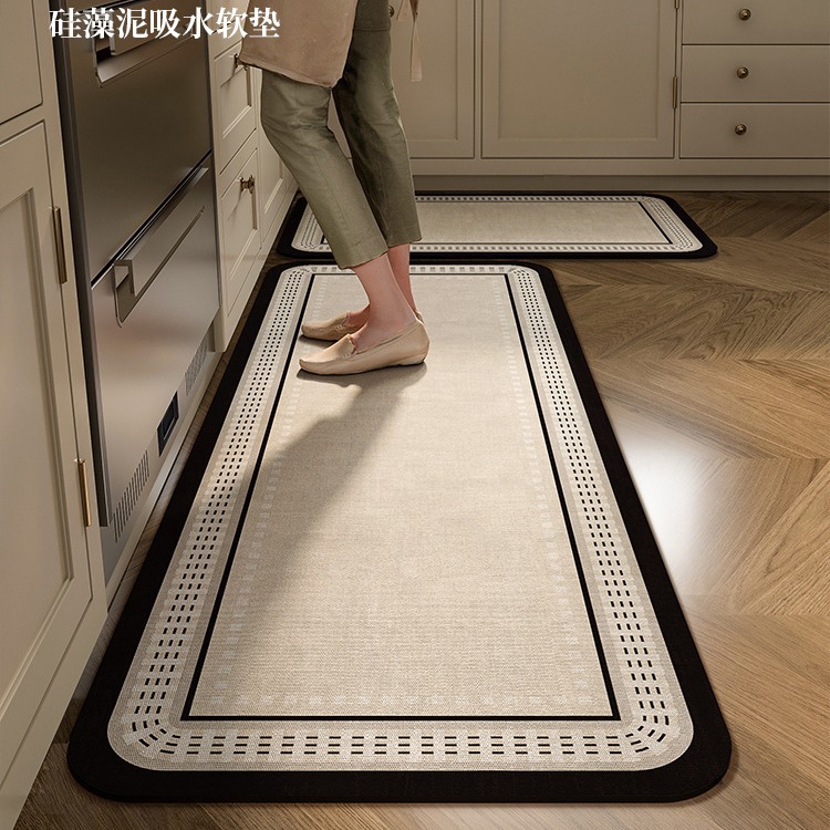 Kitchen Special Diatom Mud Absorbent Mat Non-Slip Oil-Proof American Style Retro Carpet Dirt-Resistant Oil-Absorbing Wash-Free Foot Mat