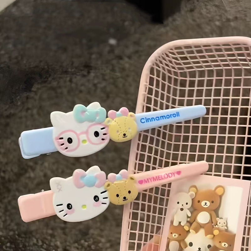 眼镜kt小熊大号洗脸夹可爱卡通刘海侧边夹甜美少女鸭嘴一字夹发饰|undefined