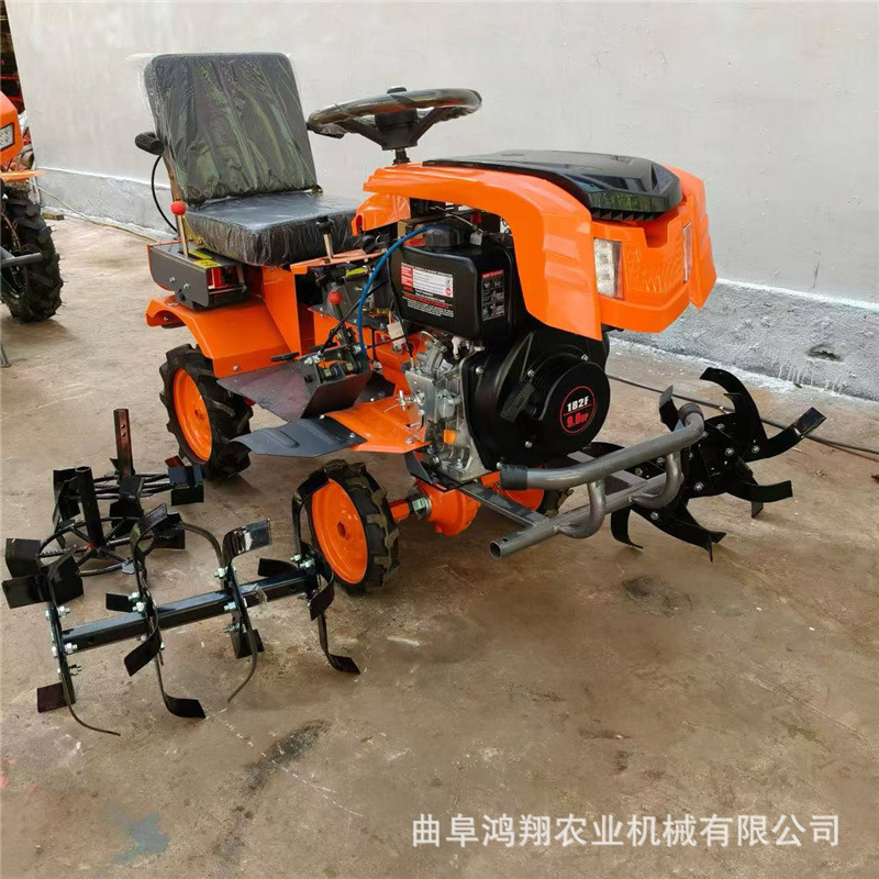 四驱乘坐式小型微耕机柴油大马力耕地机硬地深翻多功能旋耕碎土机|undefined
