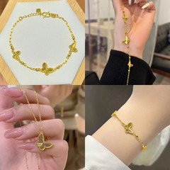 レーザー蝶のブレスレットのネックレスセットベトナム沙金の新型の軽豪華な女性のファッションの気質のアクセサリーは親友を送ります。