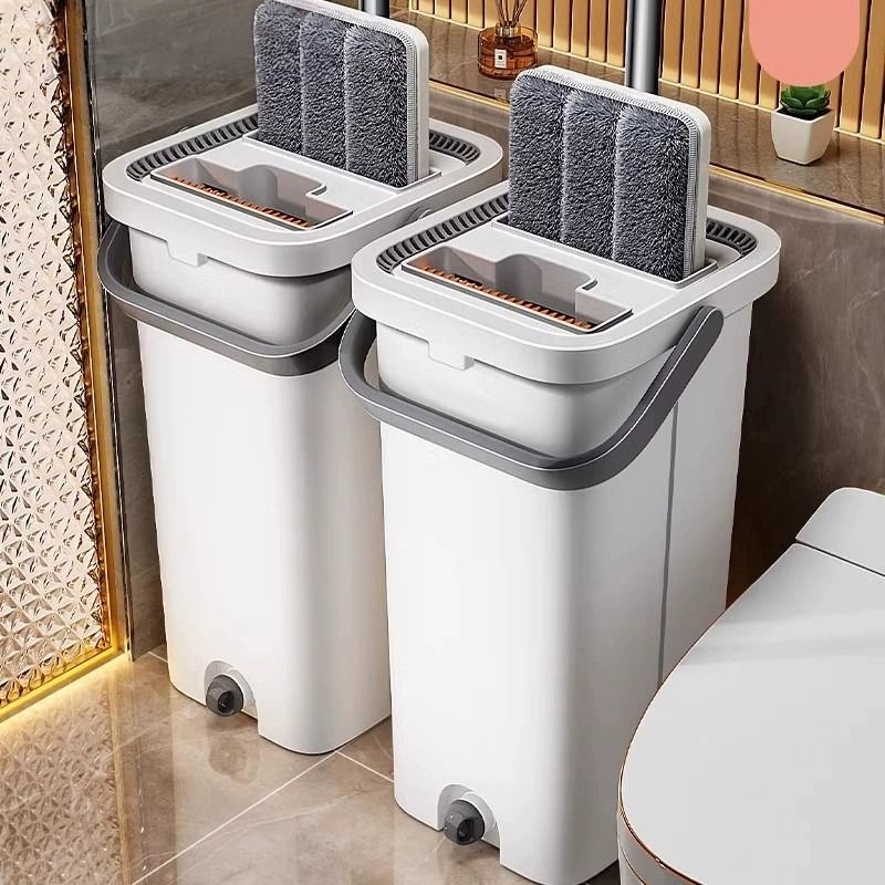 New Hands-Free Flat Mop for Home Use, One-Step Cleaning Large Mop with Bucket, Lazy Mop Tool