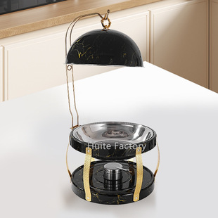 Cross-Border Export Stainless Steel Alcohol Stove Hanging Cover 8L Gold-Plated Alcohol Pot Vanting Dish Round Buffet Stove