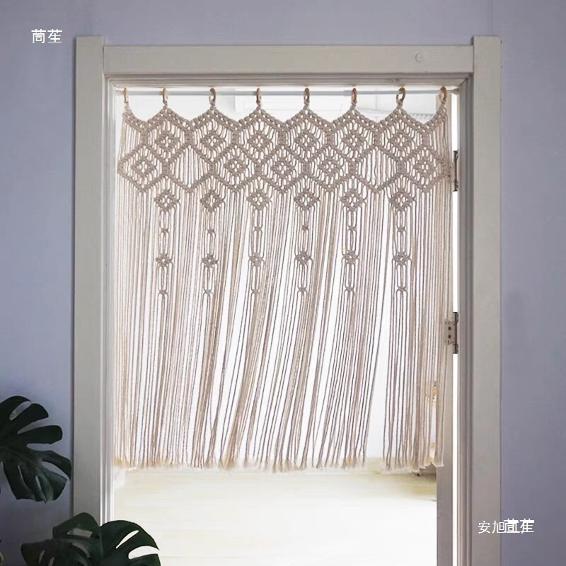 Bohemian Hand-Woven Door Curtain Tapestry B&B Room Decoration Half Short Curtain Ins Tassel Thread Curtain Tapestry