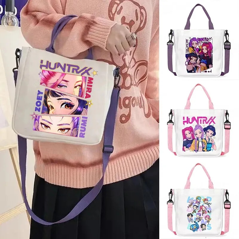 Kpop Demon Hunter Women Crossbody Bag Kawaii Cartoon Anime Print Shoulder Bag Girls Fashion Handbags