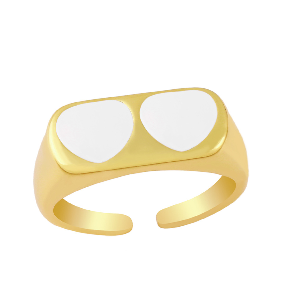 Bijoux Transfrontaliers Européens Et Américains Simple Bague Géométrique Coeur De Pêche Dégoulinant Rétro Créatif display picture 5