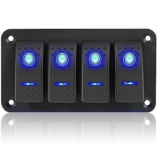 Manufacturer's four-position illuminated car boat-shaped switch, suitable for modifying rocker switches in RVs and ships, universal switch panel