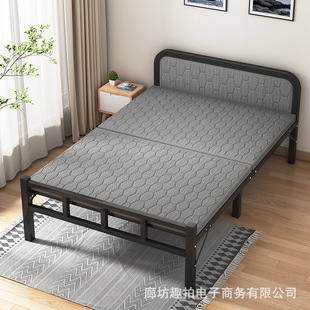 Single Folding Bed Office Lunch Break Household Simple Iron Frame Hard Plate Bed Nap Rental Room Accompanying Bed Portable Bed