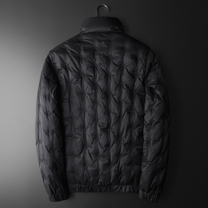 Men's Clothing fashion brand white duck Silk cotton jacket men 2023 winter new embroidery warm stand collar men's large size Silk cotton jacket_viptrois.com