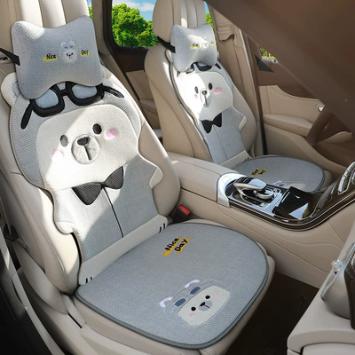 Four Seasons Pad – Cartoon Flying Bear Car Cushion - ink-gray-single-driving-luxury-version-1-three-dimensional-backrest-1-square-cushion-1-headrest-1-pillow