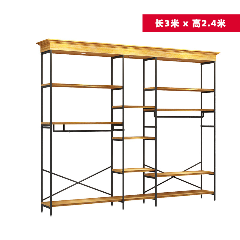 Tienda de ropa soporte de exhibición tipo piso percha de madera maciza montado en la pared estante de la isla con luces pantalones estante de exhibición estante de los hombres