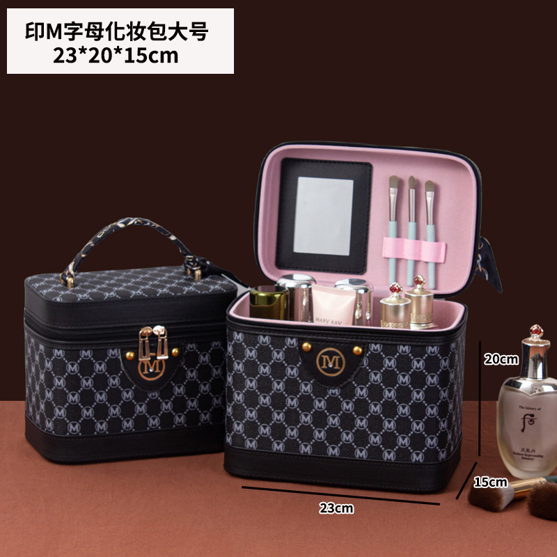 2024 nuevo retro bolsa de maquillaje de gran capacidad multifuncional caja de almacenamiento de maquillaje portátil caja de maleta impermeable