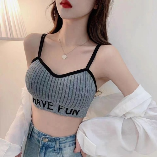 Seamless one-piece Korean style tube top and beautiful back vest for women, anti-exposure sexy suspender girl style underwear with breast pads