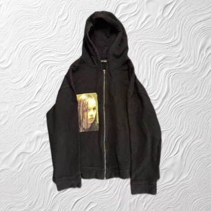 Raf Simons 18Fw Christiane F Fallen Street Christina Portrait Zipper Hoodie Jacket