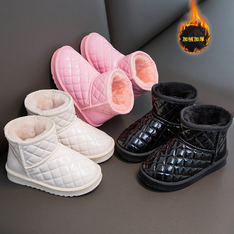 Botas de nieve para niños 2022 zapatos de algodón para niños nuevos de invierno botas cortas forradas de vellón para bebés botas de algodón engrosadas cálidas para niñas