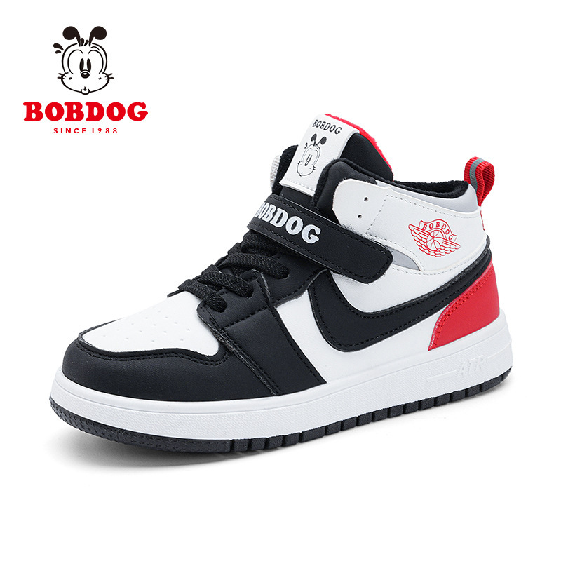 Babu Bean zapatos para niños otoño y invierno 2025 nuevo cuero impermeable zapatos de skate de alto rendimiento y zapatos deportivos de algodón para niños