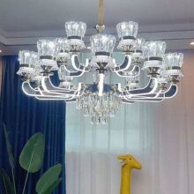 新款客厅灯2025轻奢水晶吊灯灯臂发光卧室餐厅灯LED超亮节能灯具