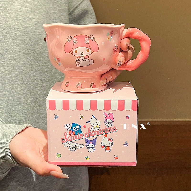 Керамическая кружка Sanrio с высоким основанием, кружка для воды дома, офисная кружка красивого вида, женская