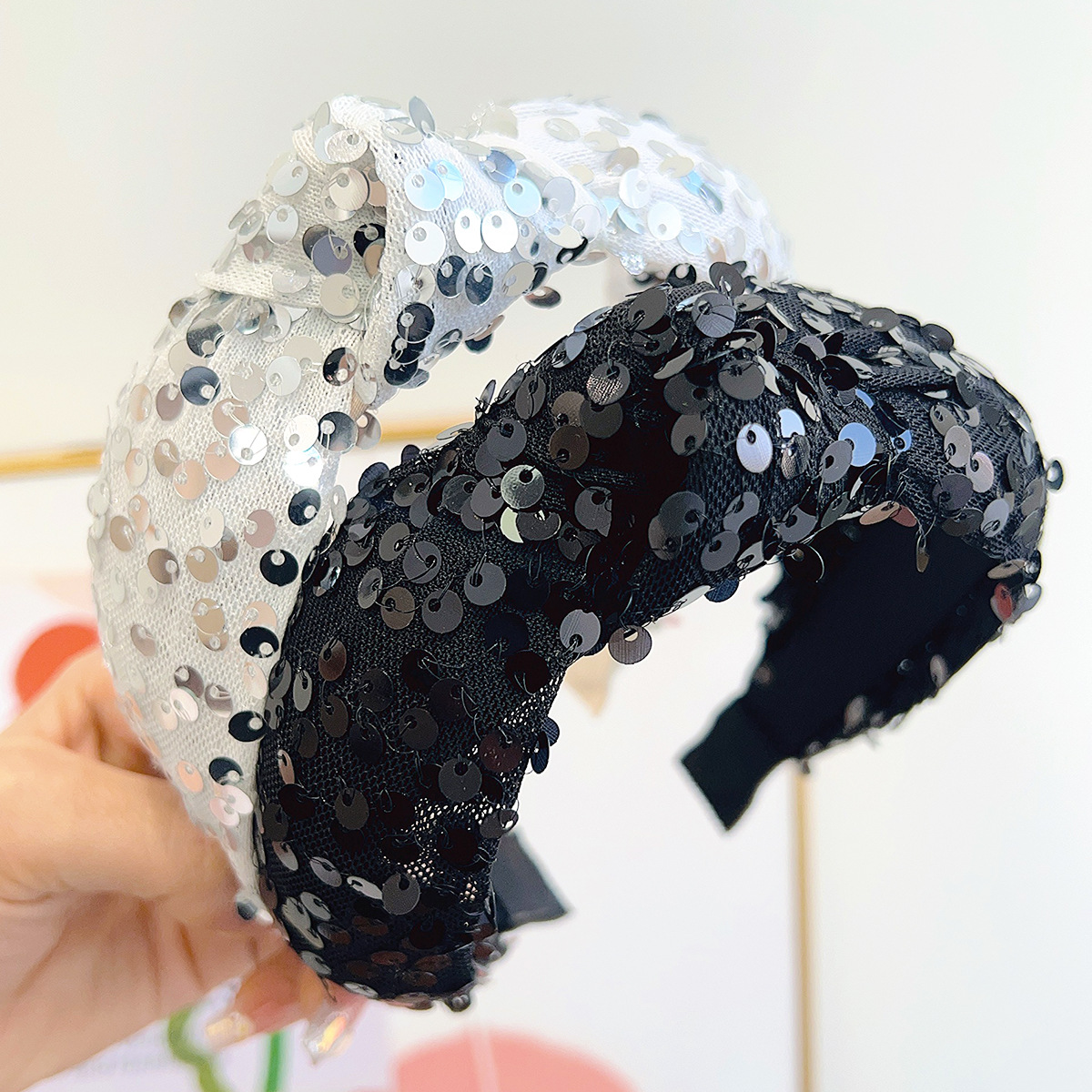 Cross-border shiny bead knot headband sweet simple versatile hair tie Yiwu hair accessory wholesale trending hair clip